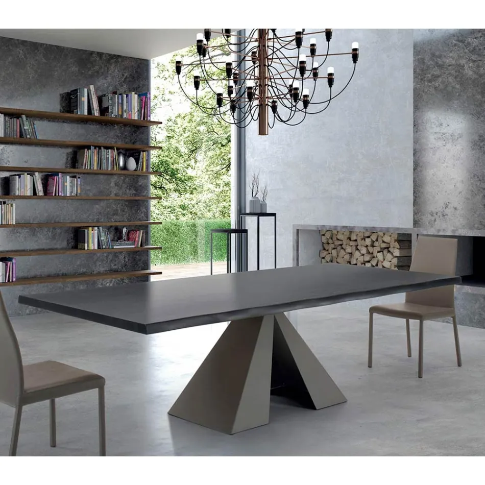 Tavolo di Design in Legno Impiallacciato e Acciaio Made in Italy – Dalmata Viadurini