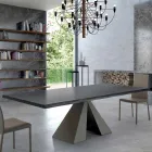 Tavolo di Design in Legno Impiallacciato e Acciaio Made in Italy – Dalmata Viadurini