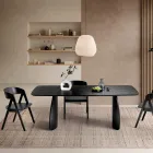 Tavolo Effetto Legno con Gambe Curve in Due Misure e Diverse Finiture - Argo Viadurini