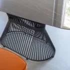 Tavolo Ellittico da Pranzo in Ceramica Lucida e Acciaio - Ravi Viadurini