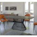 Tavolo Ellittico da Pranzo in Ceramica Lucida e Acciaio - Ravi