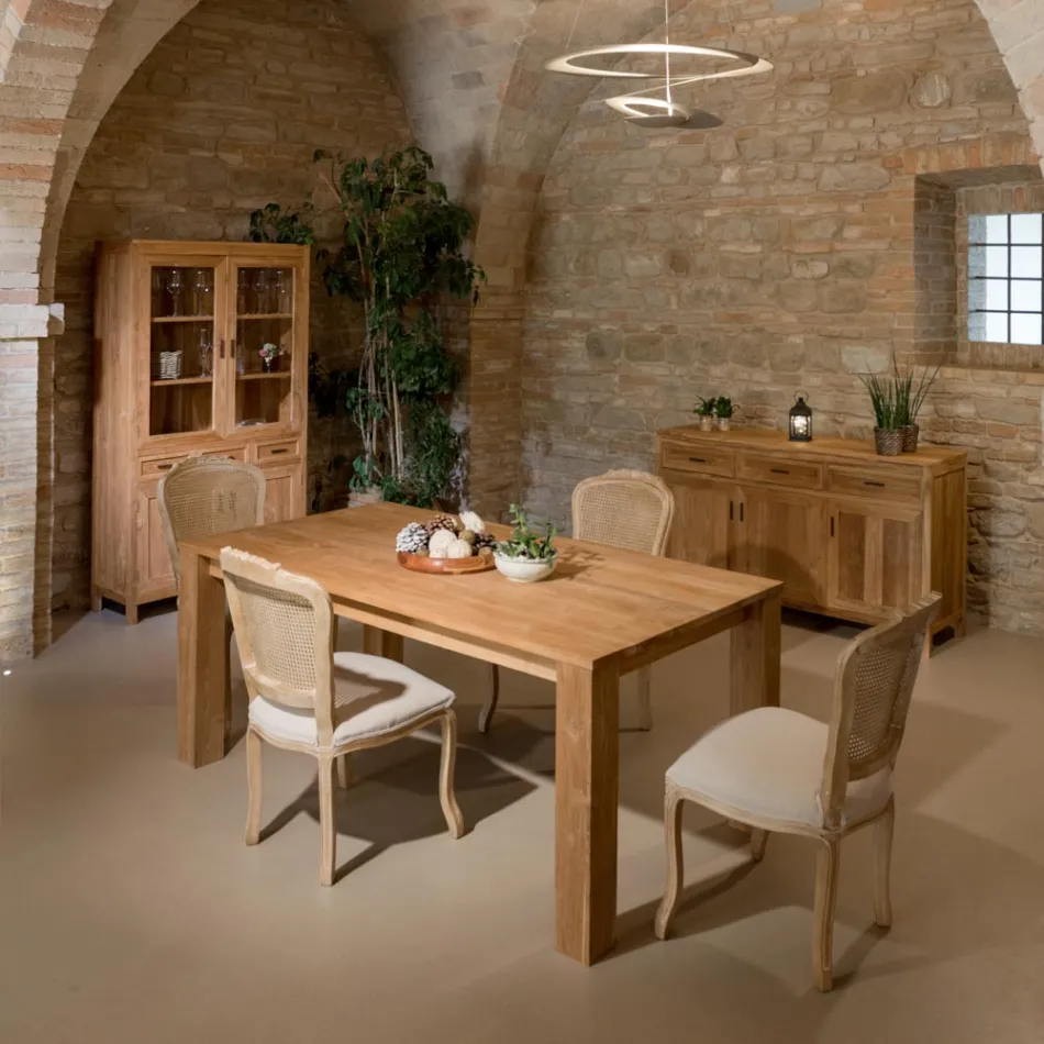 Tavolo Fisso 190x100 cm da Soggiorno Realizzato in Legno Teak Massello - Fiamminga Viadurini