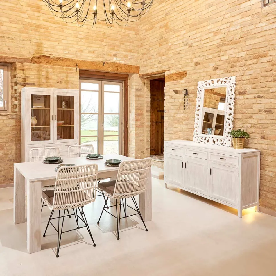 Tavolo Fisso 190x100 cm da Soggiorno Realizzato in Legno Teak Massello - Fiamminga Viadurini