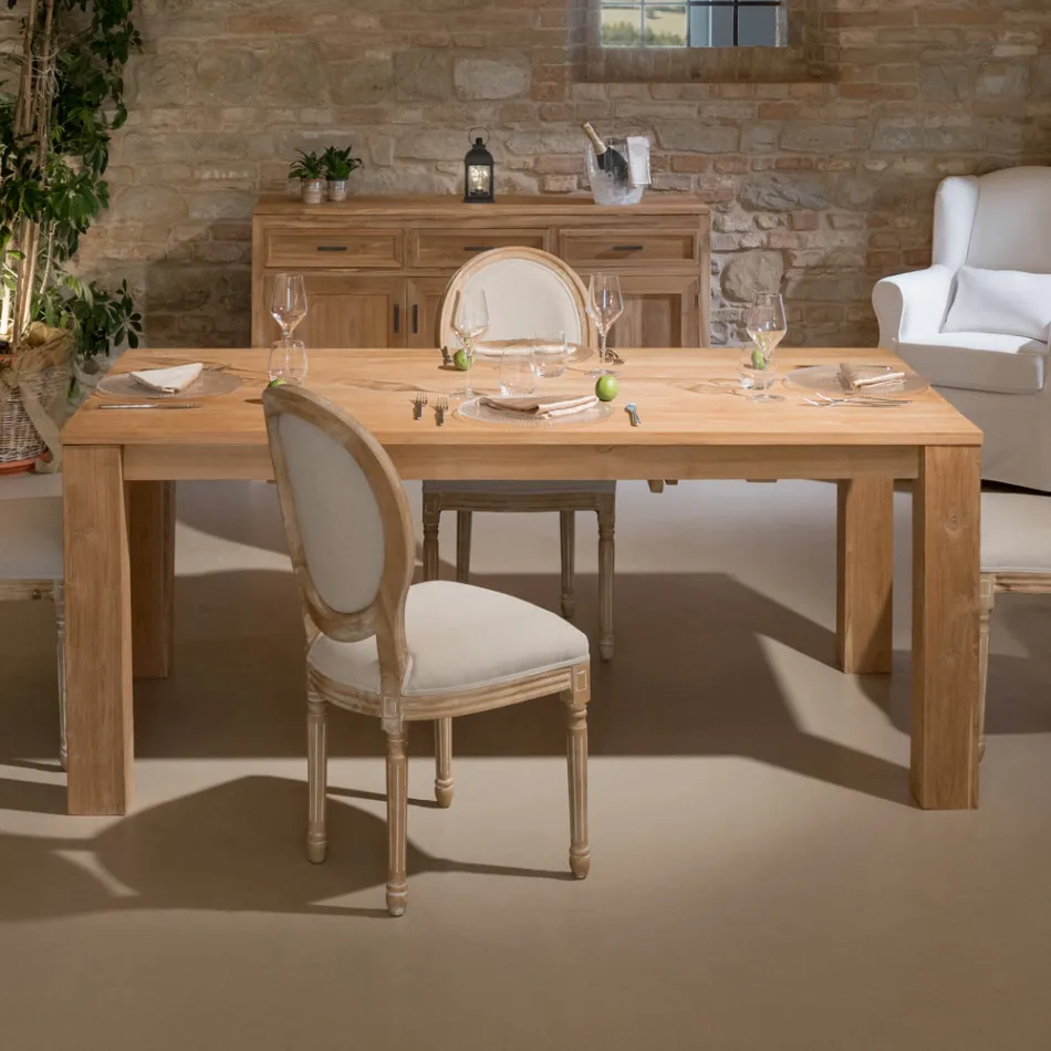 Tavolo Fisso 190x100 cm da Soggiorno Realizzato in Legno Teak Massello - Fiamminga Viadurini
