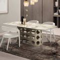 Tavolo Fisso 210x110 cm con Piano in Ceramica Effetto Marmo - Tano