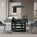 Tavolo Fisso 210x110 cm con Piano in Vetro Liscio Fumè Made in Italy - Tano