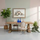 Tavolo Fisso 240x100 cm in Legno di Pino Naturale Invecchiato - Africo Viadurini