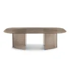 Tavolo Fisso 240x120 cm in Vetro Rigato Trasparente Made in Italy - Varo Viadurini