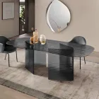 Tavolo Fisso 240x120 cm in Vetro Rigato Trasparente Made in Italy - Varo Viadurini