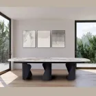 Tavolo Fisso 300x120 cm in Metallo e Piano in Pietra Sinterizzata - Valmira Viadurini