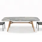 Tavolo Fisso a Botte in Ceramica e Legno di Frassino Made in Italy - Nord  Viadurini
