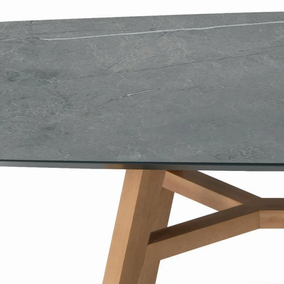 Tavolo Fisso a Botte in Laminato e Legno di Frassino Made in Italy - Nord  Viadurini