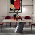 Tavolo Fisso con Base in Acciaio e Piano in Ceramica Made in Italy - Pantaloni