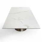 Tavolo Fisso con Base in Acciaio e Piano in Ceramica Made in Italy - Pantaloni Viadurini
