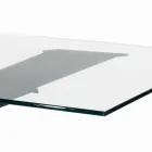 Tavolo Fisso con Bordo Reverse in Vetro Extrachiaro e Acciaio Made in Italy - Grotta Viadurini