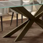 Tavolo Fisso con Bordo Reverse in Vetro Extrachiaro e Acciaio Made in Italy - Grotta Viadurini