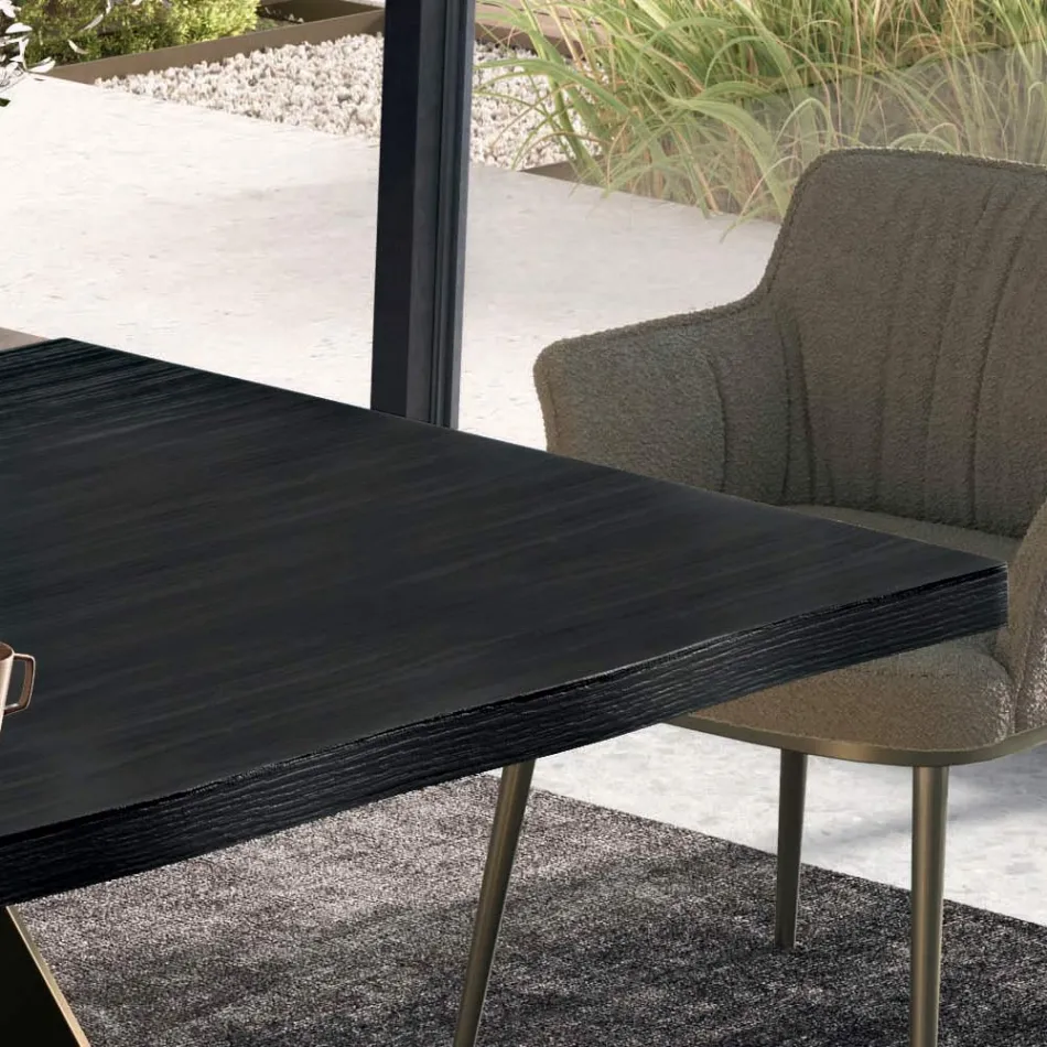 Tavolo Fisso con Bordo Scortecciato Irregolare Made in Italy - Occhiali Viadurini