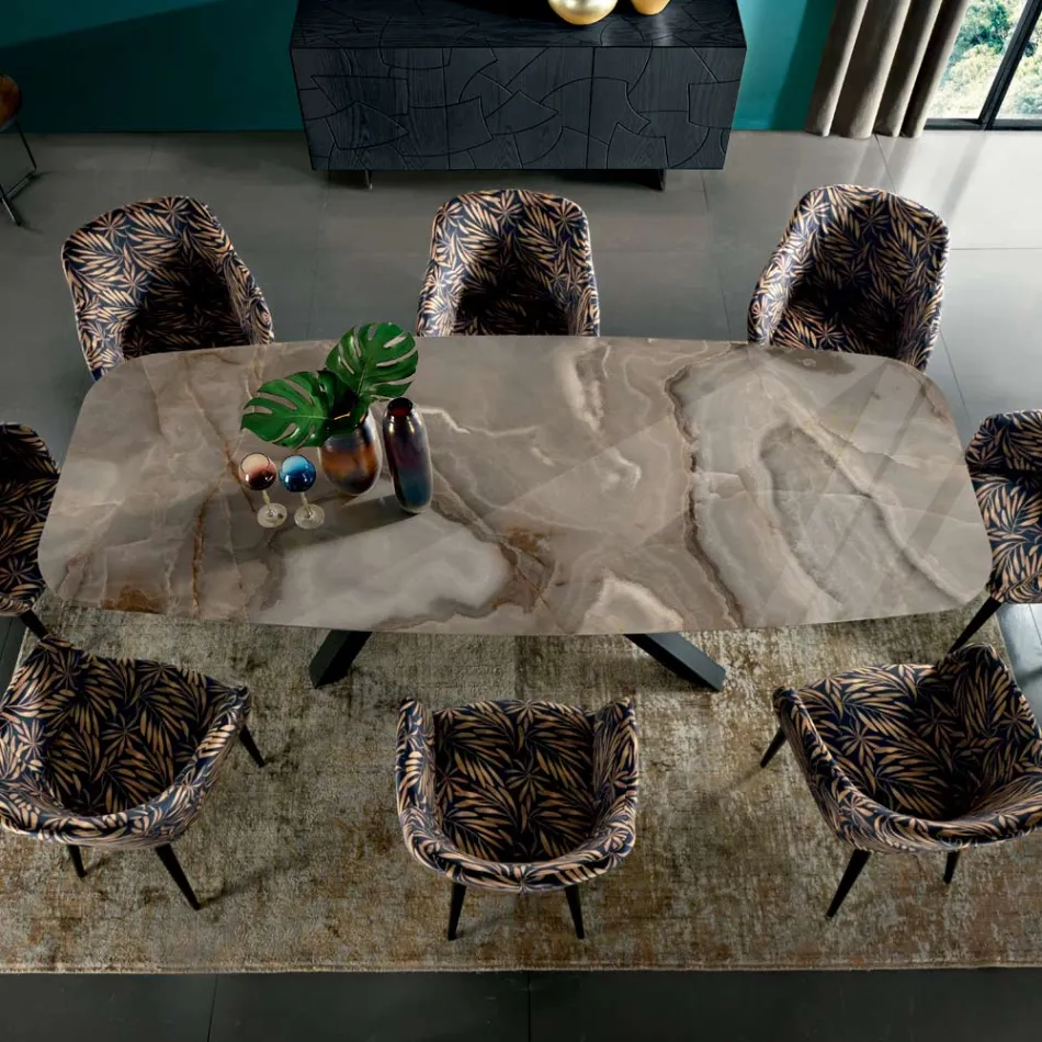 Tavolo Fisso con Piano a Botte in Ceramica Made in Italy - Settimmio  Viadurini