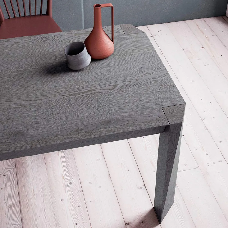 Tavolo Fisso con Piano Bisellato Listellare Made in Italy - Tratto Viadurini