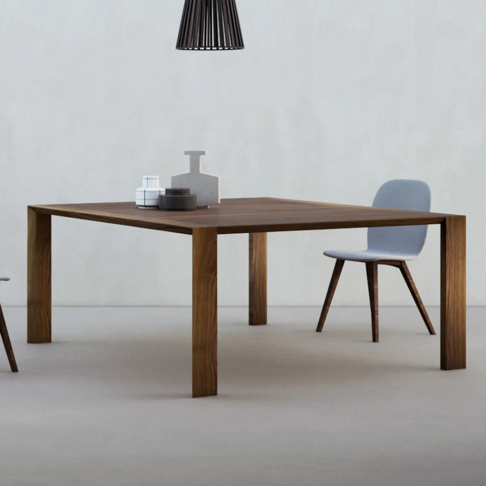 Tavolo Fisso con Piano Bisellato Noce Canaletto Made in Italy - Caspian Viadurini