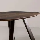 Tavolo Fisso con Piano Ellittico e Bordo Bisellato Made in Italy - Tirian Viadurini