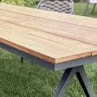 Tavolo Fisso da Esterno 220x100 cm in Alluminio e Teak Massello - Nara Viadurini
