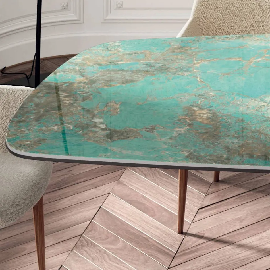 Tavolo Fisso da Soggiorno con Base in Legno Made in Italy - Equatore Viadurini