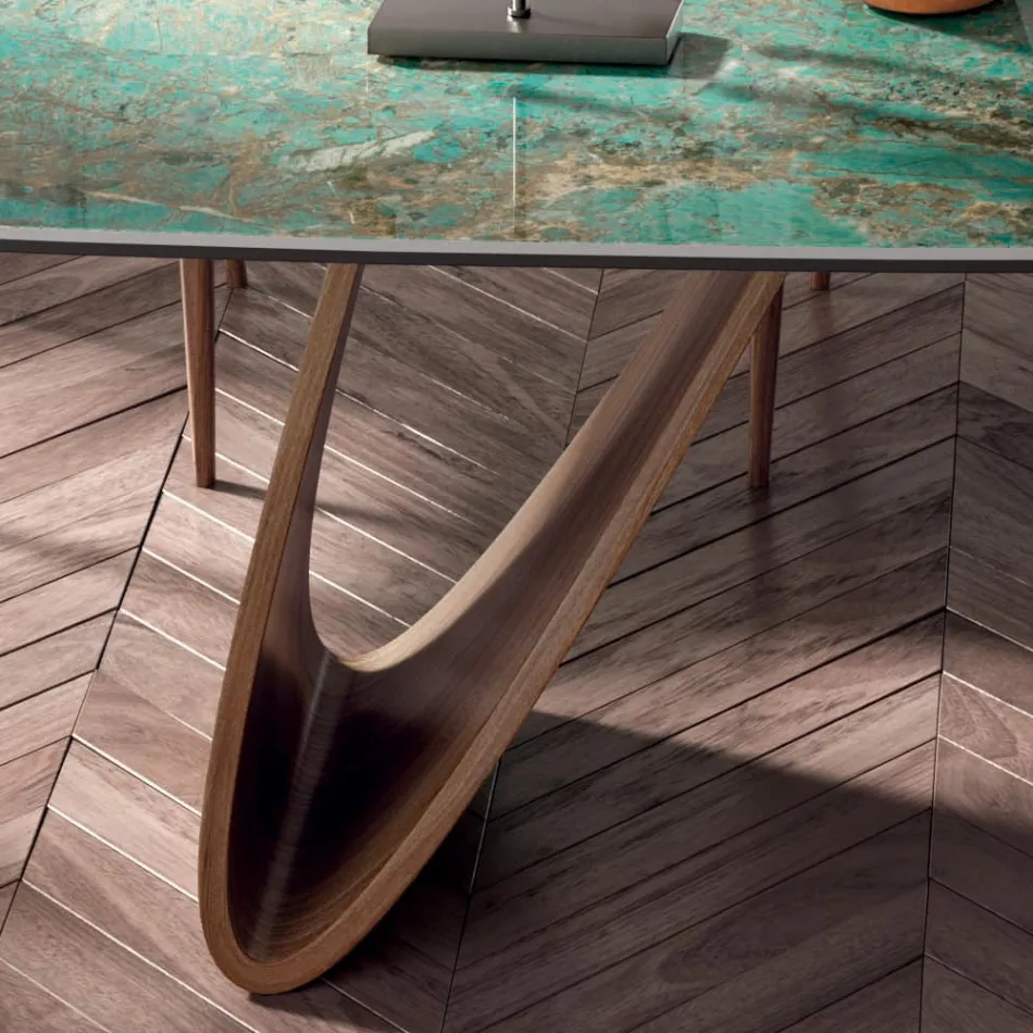 Tavolo Fisso da Soggiorno con Base in Legno Made in Italy - Equatore Viadurini