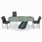 Tavolo Fisso in Acciaio e Piano in Ceramica Made in Italy - Pantaloni Viadurini