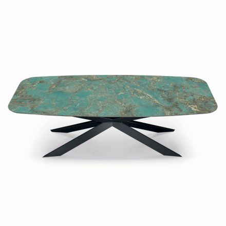 Tavolo Fisso in Ceramica Amazzonite Lucido Made in Italy - Grotta  Viadurini