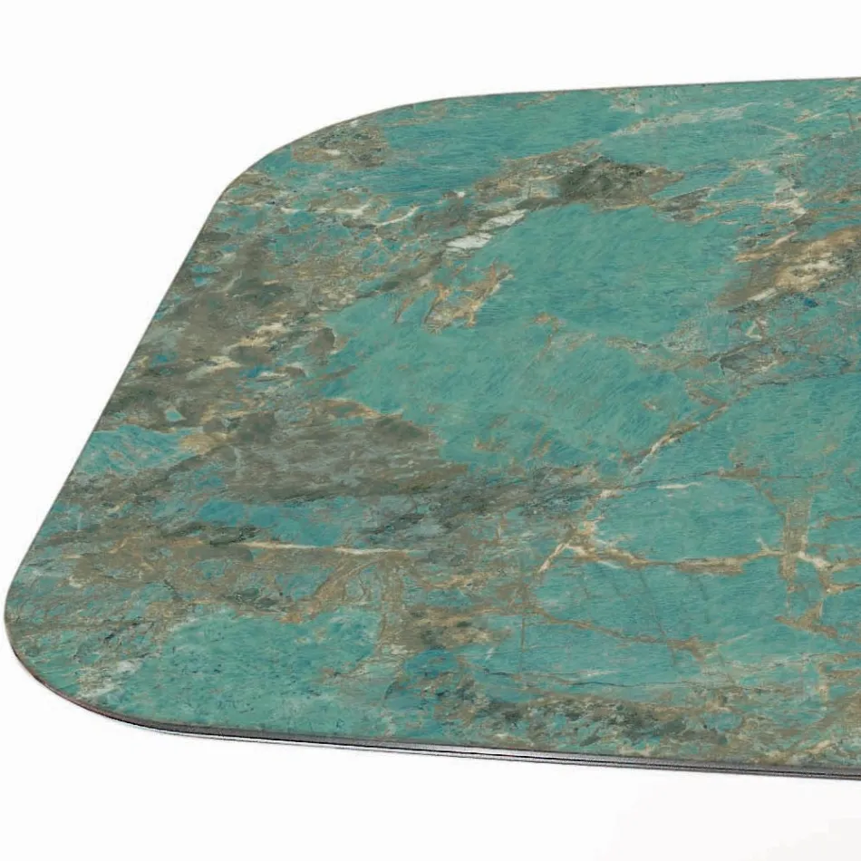 Tavolo Fisso in Ceramica Amazzonite Lucido Made in Italy - Grotta  Viadurini