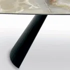 Tavolo Fisso in Ceramica e Base in Acciaio Verniciato Nero Made in Italy - Occhiali Viadurini