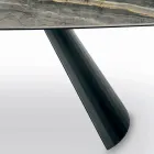 Tavolo Fisso in Ceramica e Base in Acciaio Verniciato Nero Made in Italy - Occhiali Viadurini