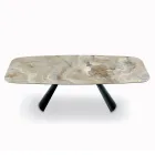 Tavolo Fisso in Ceramica e Base in Acciaio Verniciato Nero Made in Italy - Occhiali Viadurini