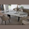 Tavolo Fisso in Metallo e Piano in Ceramica Arabesque Lucido - Eronte