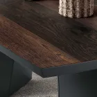 Tavolo Fisso in Rovere Impiallacciato e Base in Metallo Verniciato - Milo Viadurini