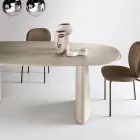 Tavolo Fisso Per Dieci Persone con Piano in Vetro e Base in Mdf - Venia Viadurini