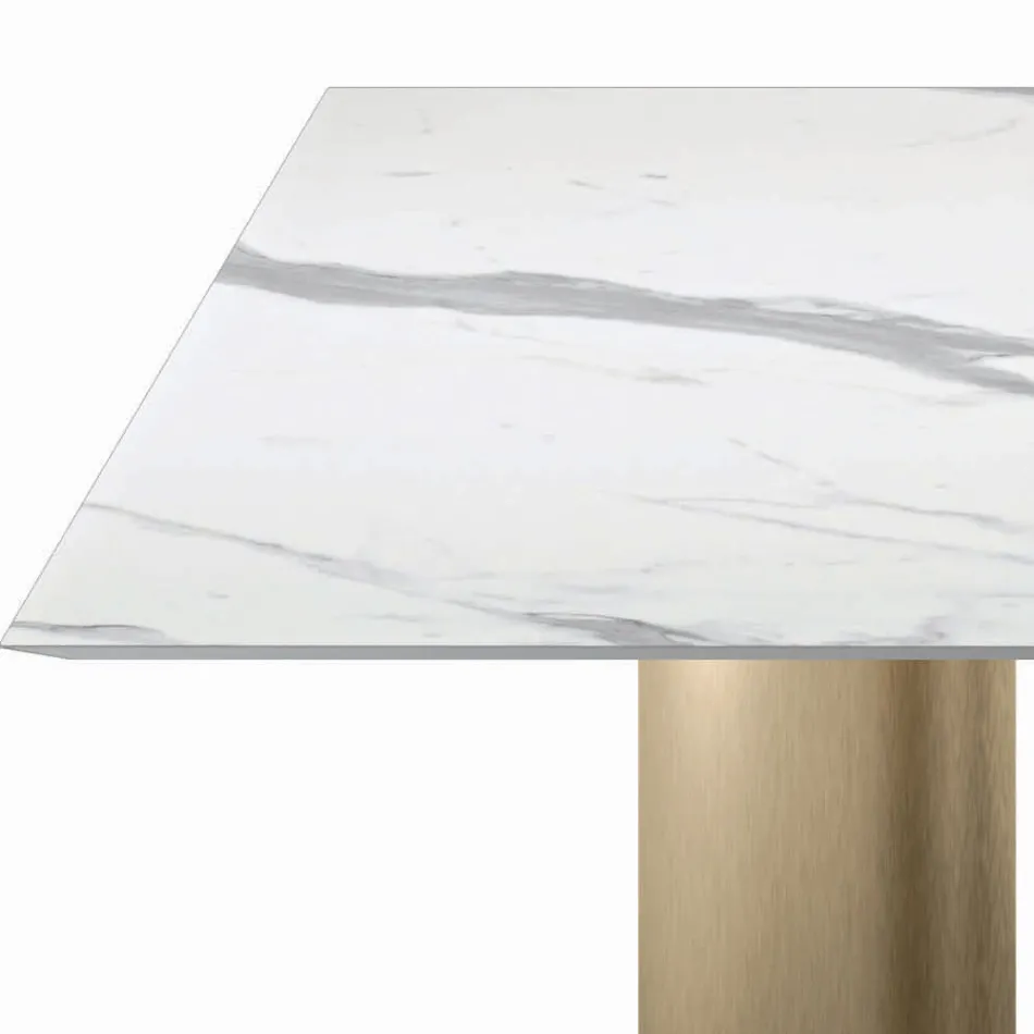 Tavolo Fisso Quadrato in Laminato e Acciaio Made in Italy - Forbice Viadurini
