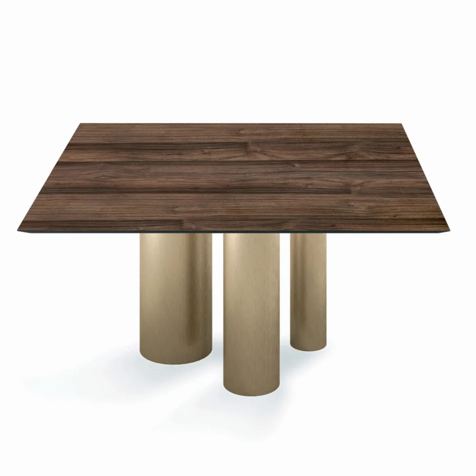 Tavolo Fisso Quadrato in Laminato e Acciaio Made in Italy - Forbice Viadurini