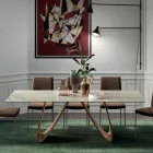 Tavolo Fisso Rettangolare con Base in Legno Made in Italy - Equatore Viadurini
