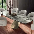 Tavolo Fisso Rettangolare in Acciaio e Ceramica Made in Italy - Pantaloni Viadurini