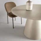 Tavolo Fisso Tondo da Quattro Persone Base in Mdf e Vetro Opaco - Lumen Viadurini