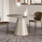 Tavolo Fisso Tondo da Quattro Persone Base in Mdf e Vetro Opaco - Lumen Viadurini