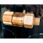Tavolo in legno di olivo e vetro forma quadrata Portofino Viadurini