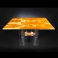 Tavolo in legno di olivo e vetro forma quadrata Portofino 