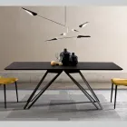 Tavolo in Legno Impiallacciato Frassino Carbone e Metallo Made in Italy - Meluso Viadurini