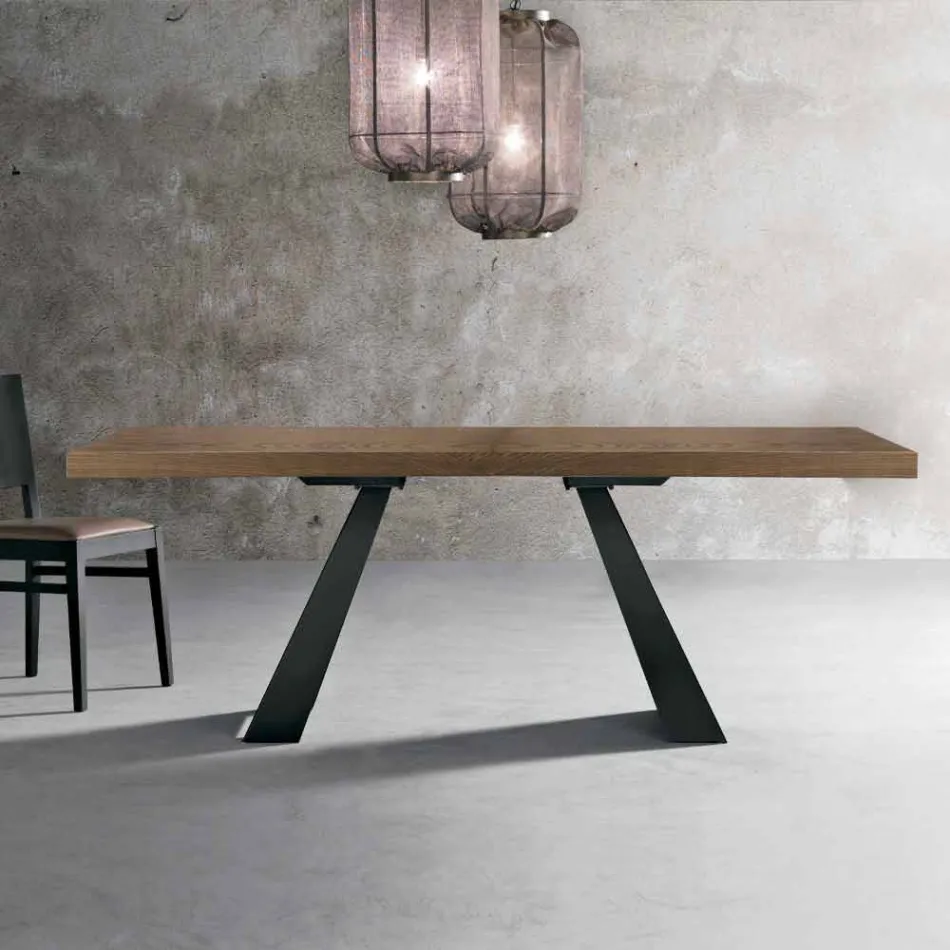 Tavolo in Legno Rovere Nodato Moderno Made in Italy - Zerba Viadurini