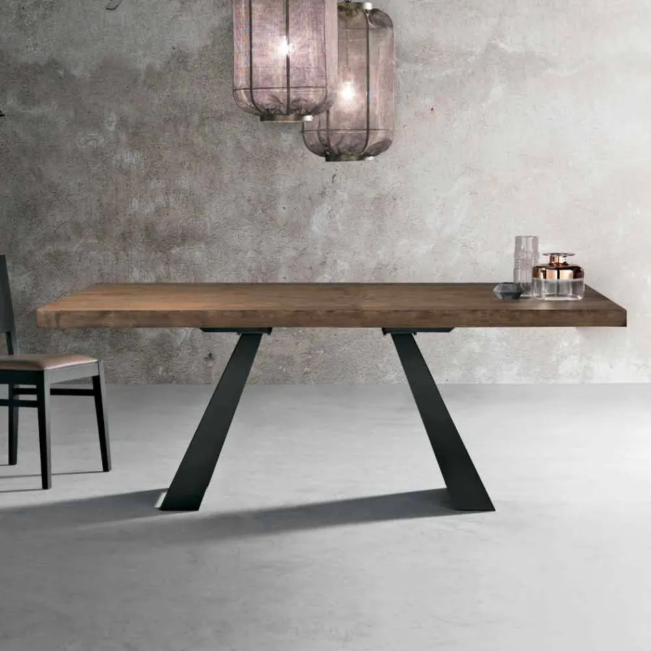 Tavolo in Legno Rovere Nodato Moderno Made in Italy - Zerba Viadurini