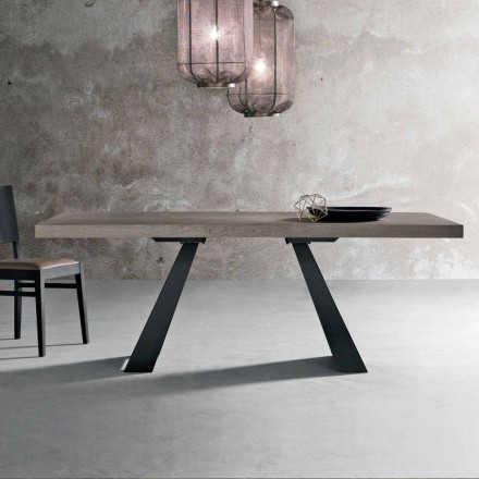 Tavolo in legno rovere nodato moderno prodotto in Italia Zerba Viadurini