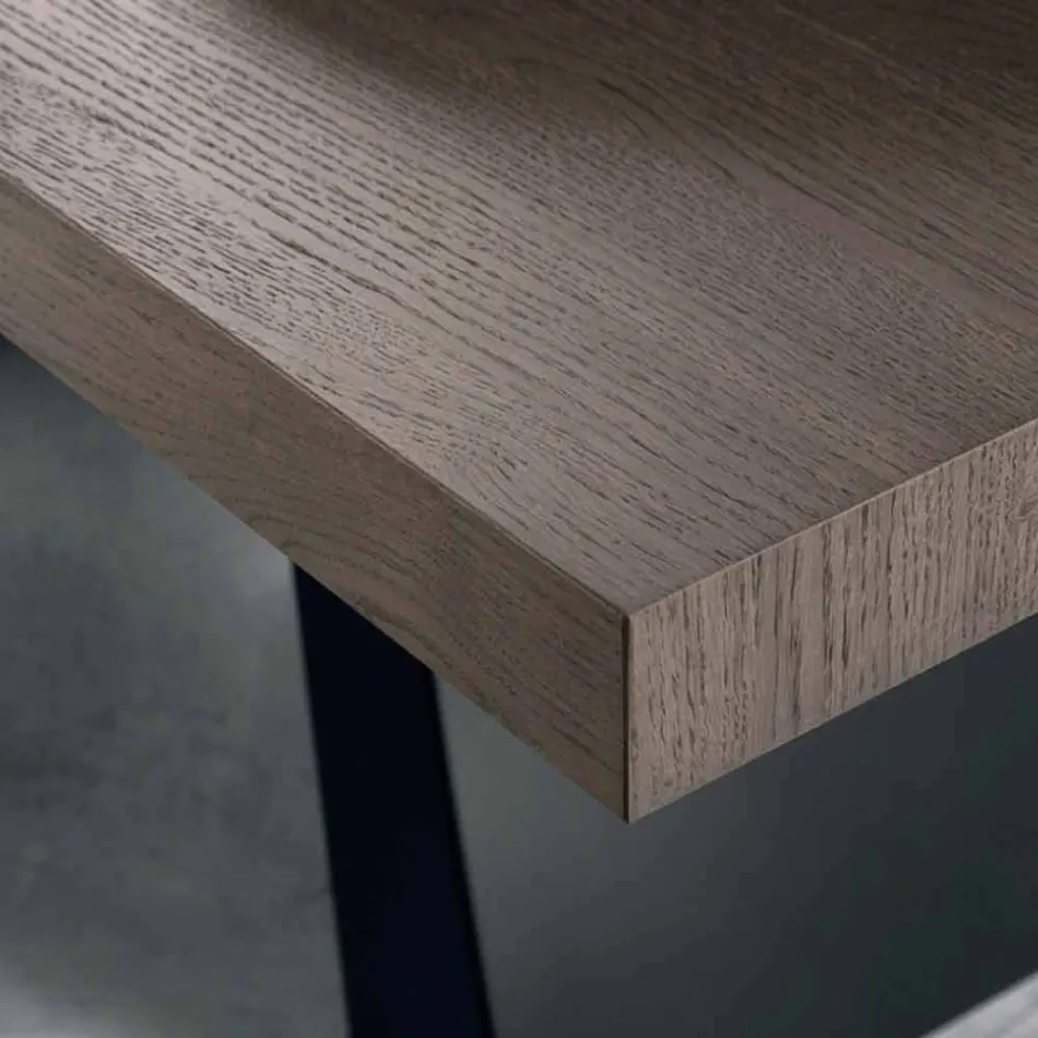 Tavolo in legno rovere nodato moderno prodotto in Italia Zerba Viadurini